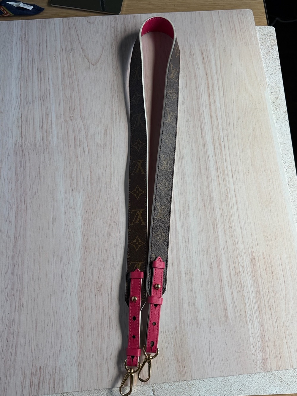 Louis Vuitton Pink Leather & Monogram Adjustable Bag Strap